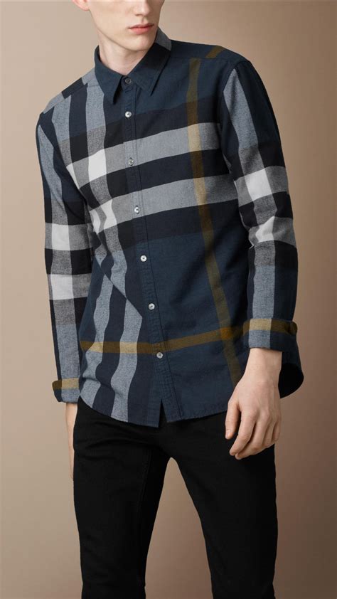 blue Burberry shirt men